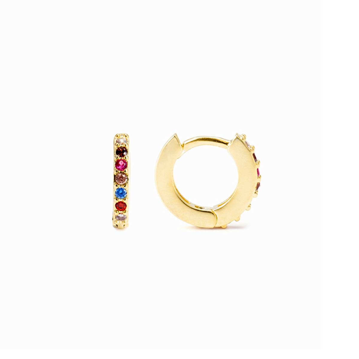 Luxenter Leofcar Ohrringe aus 925er Sterlingsilber und mehrfarbigen Zirkonen in 18 Karat Gelbgold