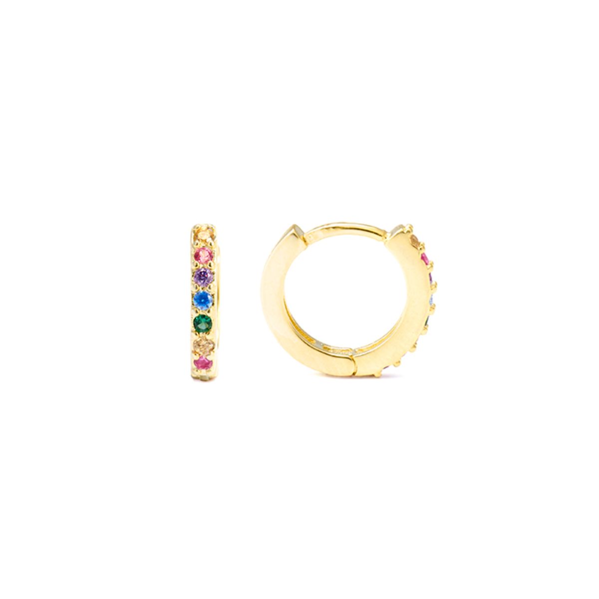 Luxenter Leofcar Ohrringe aus 925er Sterlingsilber und mehrfarbigen Zirkonen in 18 Karat Gelbgold