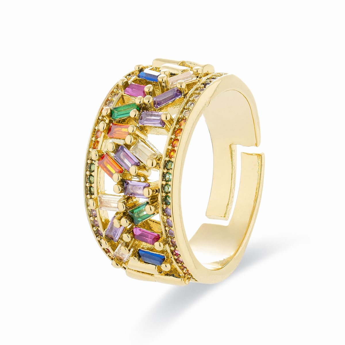 Offener Ring mit bunten Zirkonia