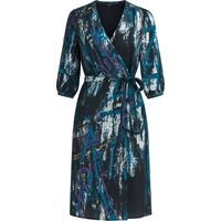 Blaues Wickelkleid mit Print