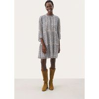 Kleid Gerade Passform Navy Mini Grid Flower multicolour