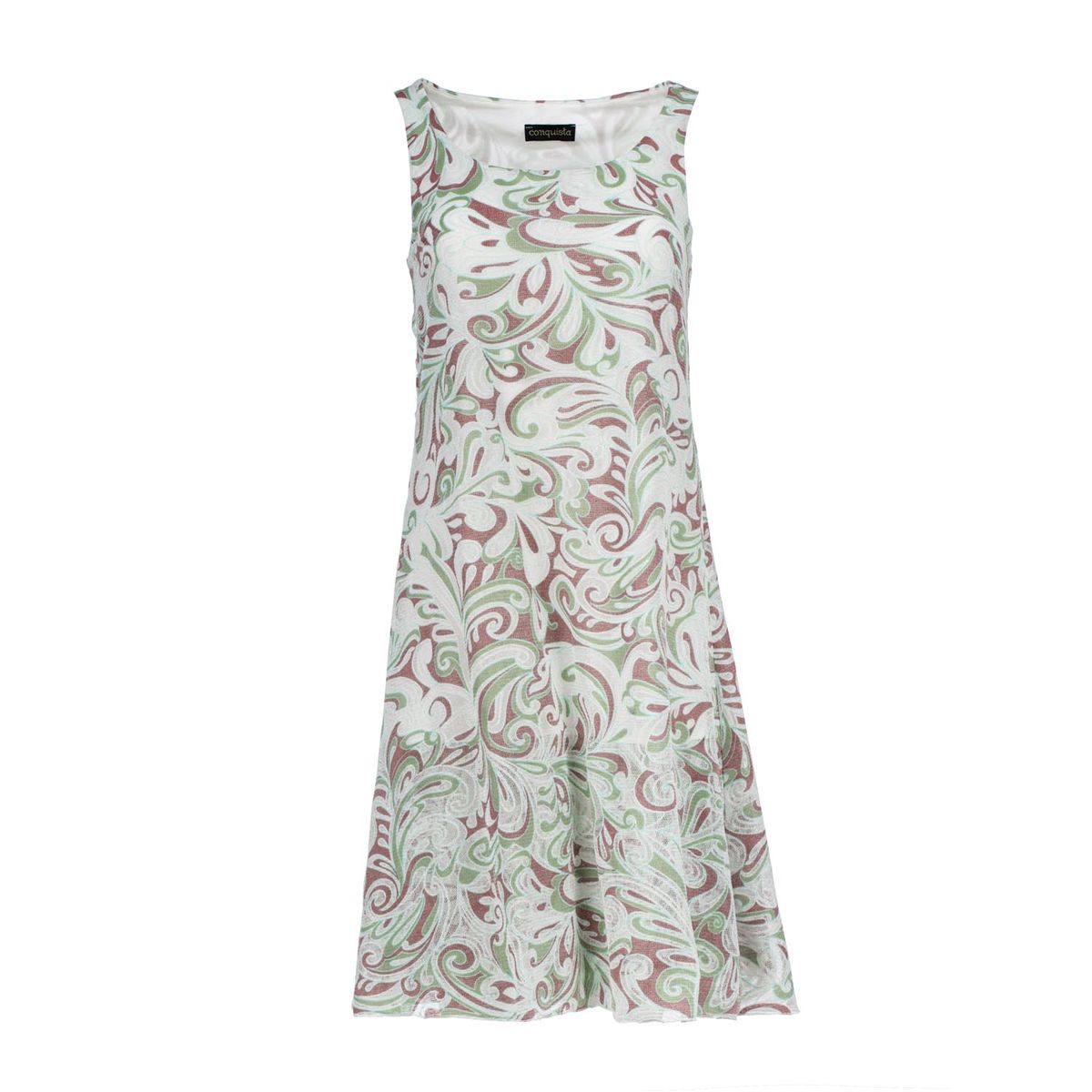 Ärmelloses A-Linien-Kleid mit Blumenjacquard – Baumwollmischung, Überknielang