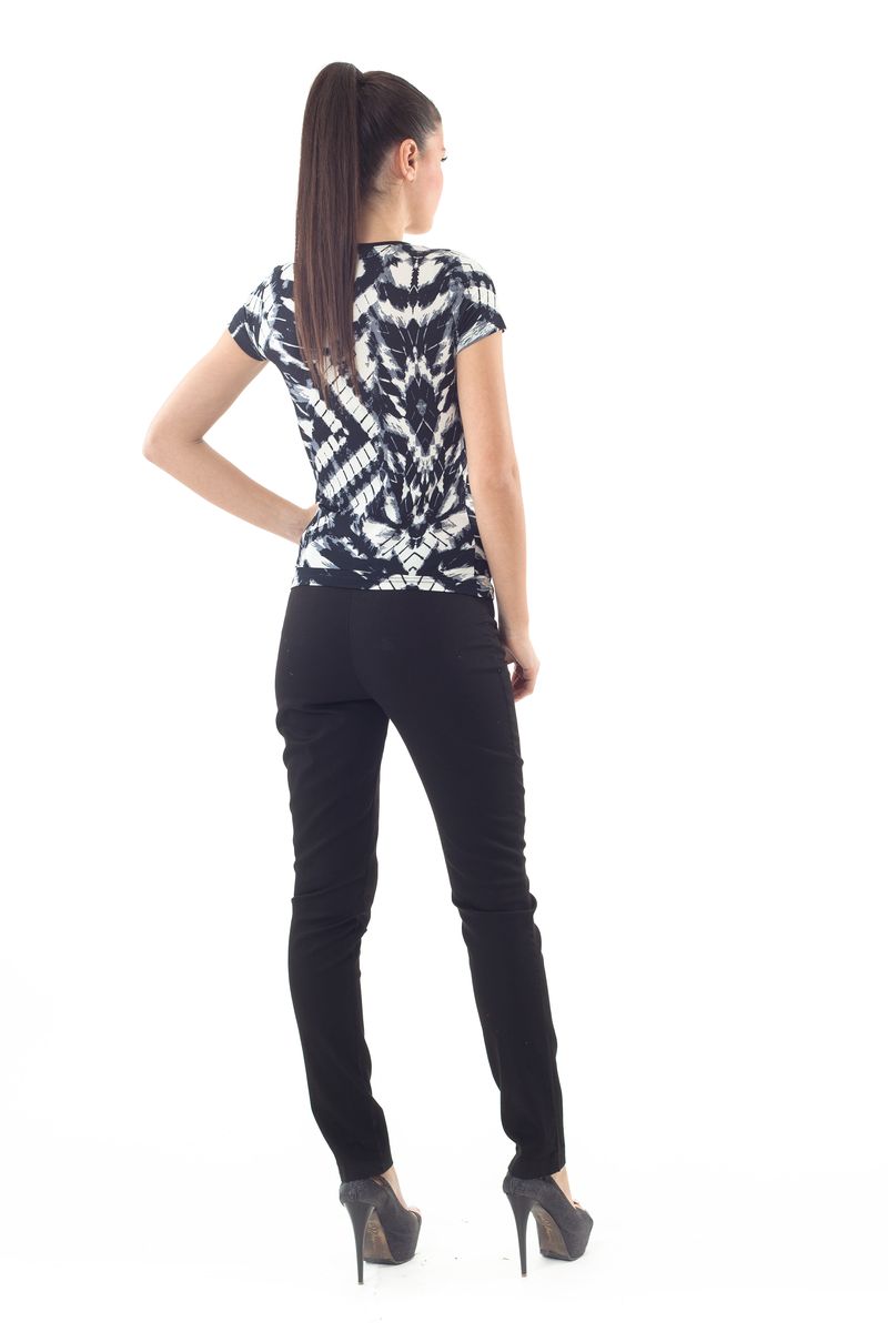 Seidiges Kurzarm-Top mit Allover-Print
