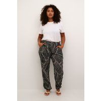 Casual Hose Loose fit Black/Turtledove Leaf Print black
