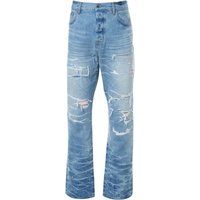 Amiri Aloha Patch Straight Fit Denim-Jeans in verblasstem Indigoblau