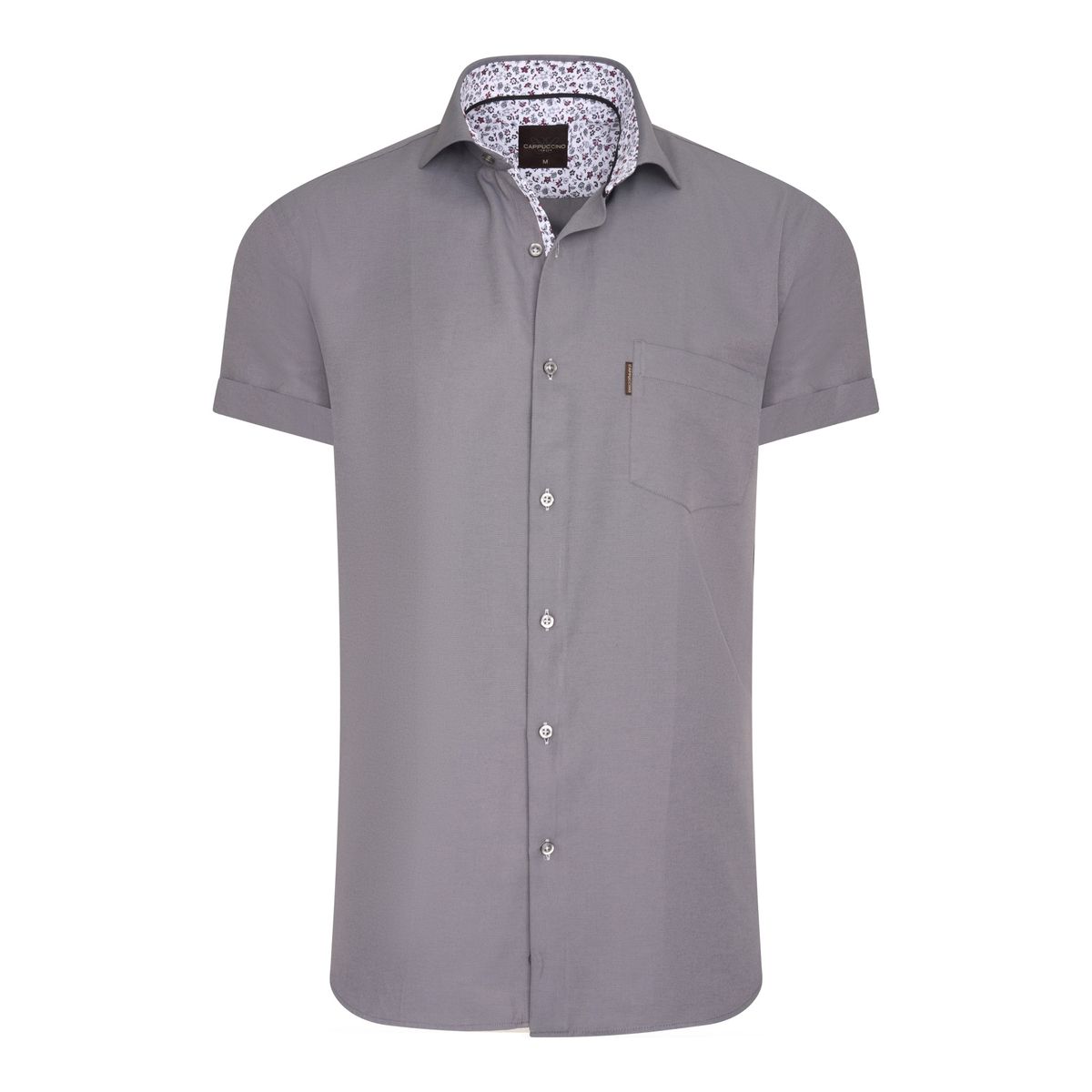 Cappuccino Italia Kurzarmbluse für Herren. Die Bluse ist aus 100% Baumwolle und hat eine normale Passform.  Marke: Cappuccino ItaliaModellname: Kurzarmbluse UniKategorie: HerrenMaterialien: BaumwolleFarbe: anthrazit, weiß