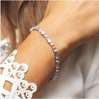 Zeeme Gemstones Armband Silber 925 rhodiniert 19cm lang mit 14x Blautopas (beh.)