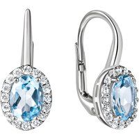 Zeeme Gemstones Ohrhänger 375/- Weißgold Zirkonia und Blautopas