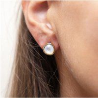 Zeeme Gemstones Ohrringe Silber 925 vergoldet mit weißem Perlmutt