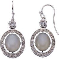 Zeeme Gemstones Ohrringe Silber 925 rhodiniert mit echtem Mondstein und Zirkoia-Steinen
