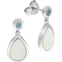 Zeeme Gemstones Ohrhänger 925/- Sterling Silber Blautopas Perlmutt
