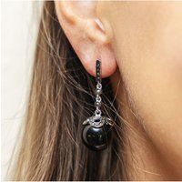 Zeeme Gemstones Ohrringe Silber 925 rhodiniert mit 2x Onyx und 76x Markasit