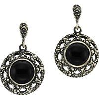 Zeeme Gemstones Ohrringe Silber 925 oxydiert mit schwarzem Achat 8mm