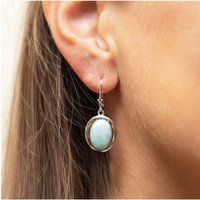 Zeeme Gemstones Ohrringe Silber 925 rhodiniert mit echtem Larimar 14x10mm