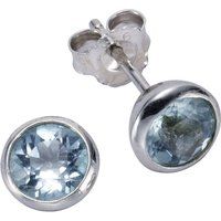 Zeeme Gemstones Ohrringe Silber 925 rhodiniert mit 2x Blautopas (beh.) 7,5mm