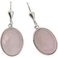 Zeeme Gemstones Ohrringe Silber 925 rhodiniert mit 2x Rosenquarz 16x12mm