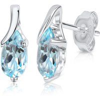 Zeeme Gemstones, F Ohrringe Silber 925 rhodiniert mit Blautopas (beh.) 8x5mm