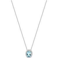Zeeme Gemstones Halskette Weißgold 375 mit echtem Blautopas (beh.) und Zirkonia-Steinen 42cm lang