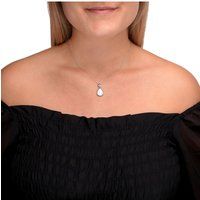 Zeeme Gemstones Halskette Silber 925 rhodiniert 42+5cm Perlmutt weiß Topas blau