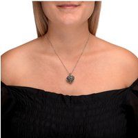 Zeeme Gemstones Halskette Silber 925 oxidiert Medaillon Herz-Form mit 25x Markasit