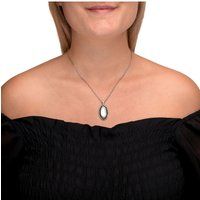 Zeeme Gemstones Halskette Silber 925 oxydiert 45cm lang mit weißem Perlmutt und Markasit-Steinen