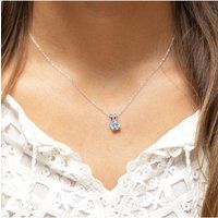 Zeeme Gemstones Halskette Silber 925 rhodiniert 42+3cm mit Blautopas (beh.)