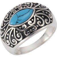 Zeeme Gemstones Ring Silber 925 oxidiert mit Türkis 5x10mm