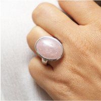 Zeeme Gemstones Ring Silber 925 rhodiniert mit echtem Rosaquarz 20x15mm
