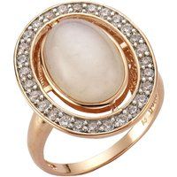 Zeeme Gemstones Ring Silber 925 rosé vergoldet mit echtem Mondstein Zirkonia