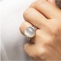 Zeeme Gemstones Ring Silber 925 rhodiniert mit echtem Mondstein 16x12mm