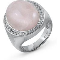 Zeeme Gemstones Ring Silber 925 rhodiniert mit echtem Rosaquarz und Zirkonia