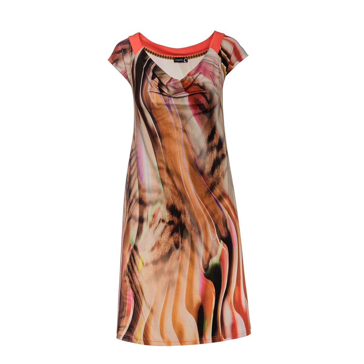 Drapierter Ausschnitt A Line Print Kleid