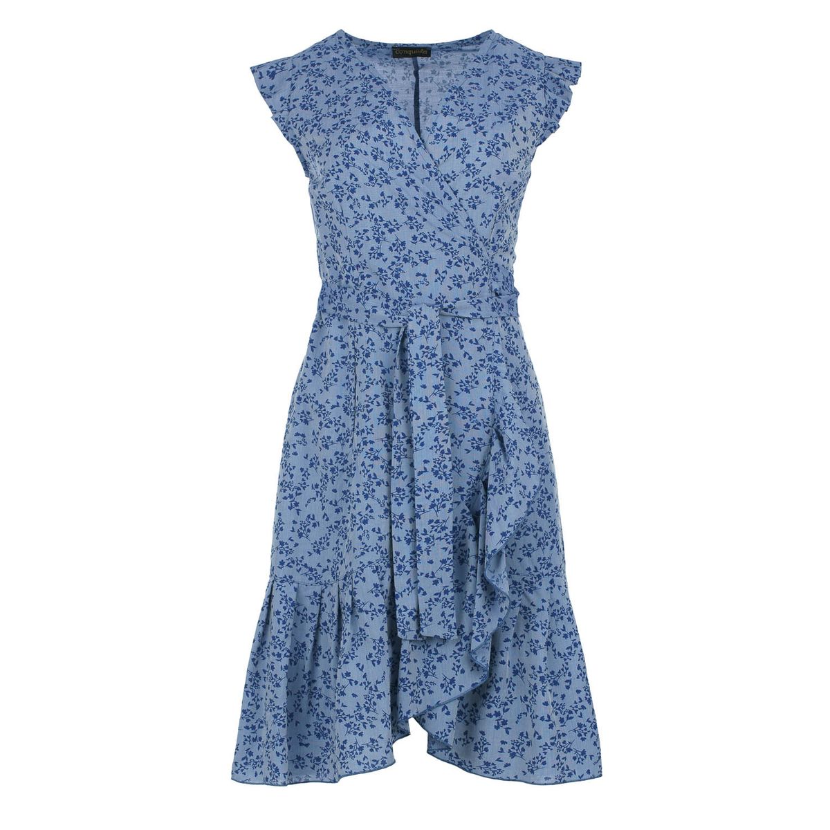 Kleid aus Viskose mit kornblumenblauem Blumenmuster