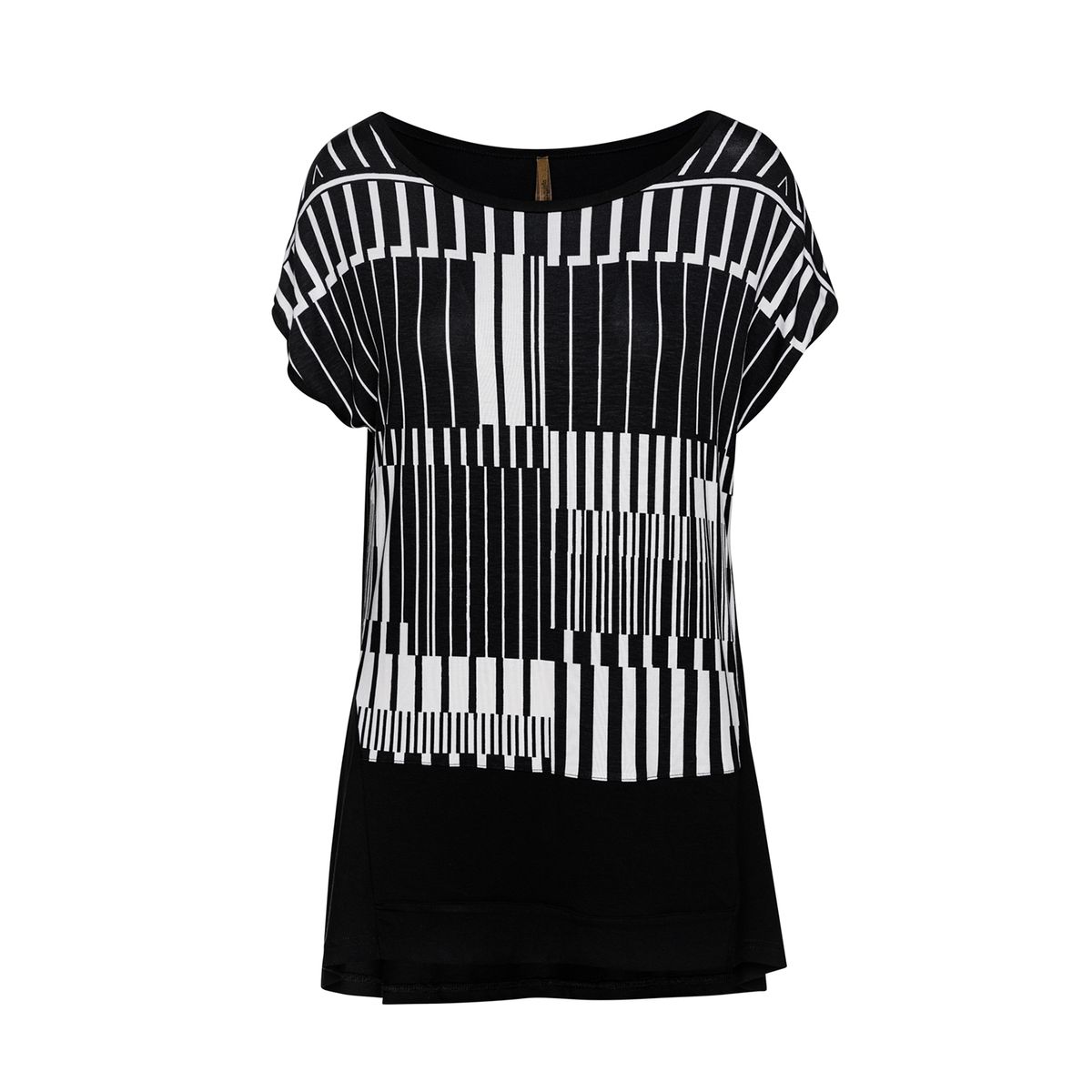 Bedrucktes ärmelloses Top in Schwarz