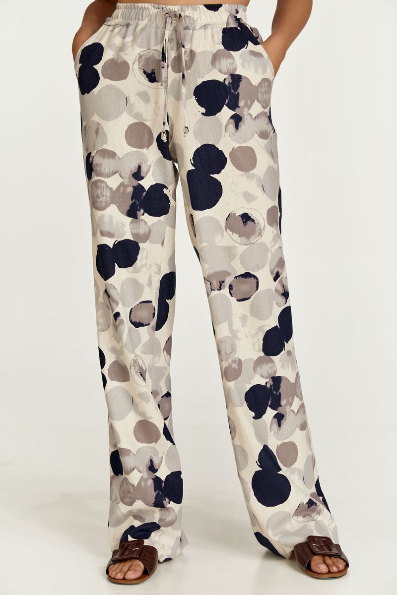 Weit geschnittene Hose mit Abstrakt-Print