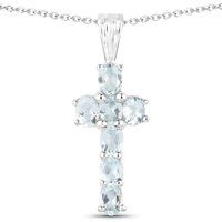 Vira Jewels Anhänger mit Kette 925-Sterling Silber rhodiniert Glänzend  Aquamarine hellblau