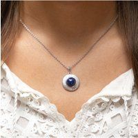 Zeeme Gemstones Halskette Silber 925 rhodiniert 42+3cm glanz/matt mit echtem Lapis 10mm