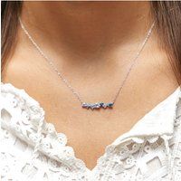 Zeeme Gemstones Halskette Silber 925 rhodiniert mit 9x Blautopas (beh.)
