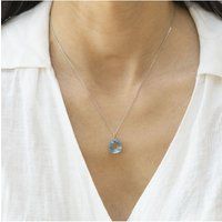 Zeeme Gemstones Halskette Silber 925 rhodiniert 45cm lang mit Blautopas (beh.)
