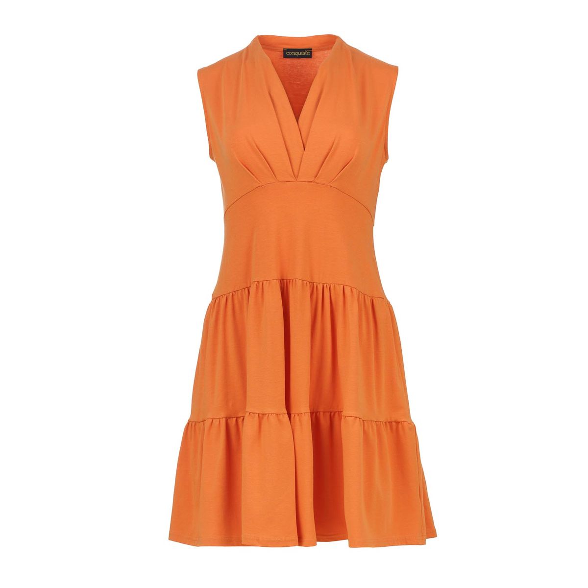 Dunkeloranges Jerseykleid – Überknielang, lockere Passform, Baumwollmischung