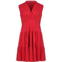 Rotes ärmelloses Jerseykleid mit V-Ausschnitt