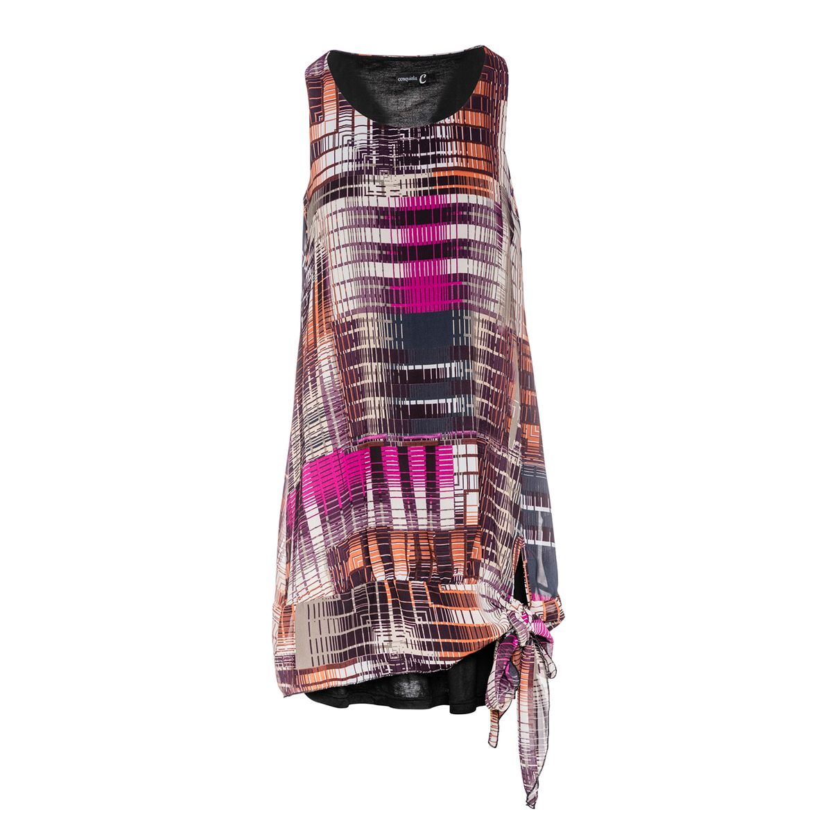 Ärmelloses doppellagiges Voile-Kleid