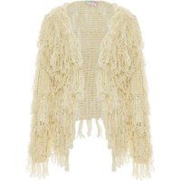 Mymo Strickjacke Frauen Wollweiß