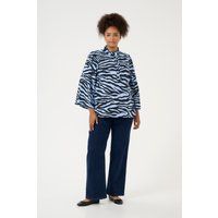 Kurzarm-Bluse Regular fit Blue / Black graphic black blue