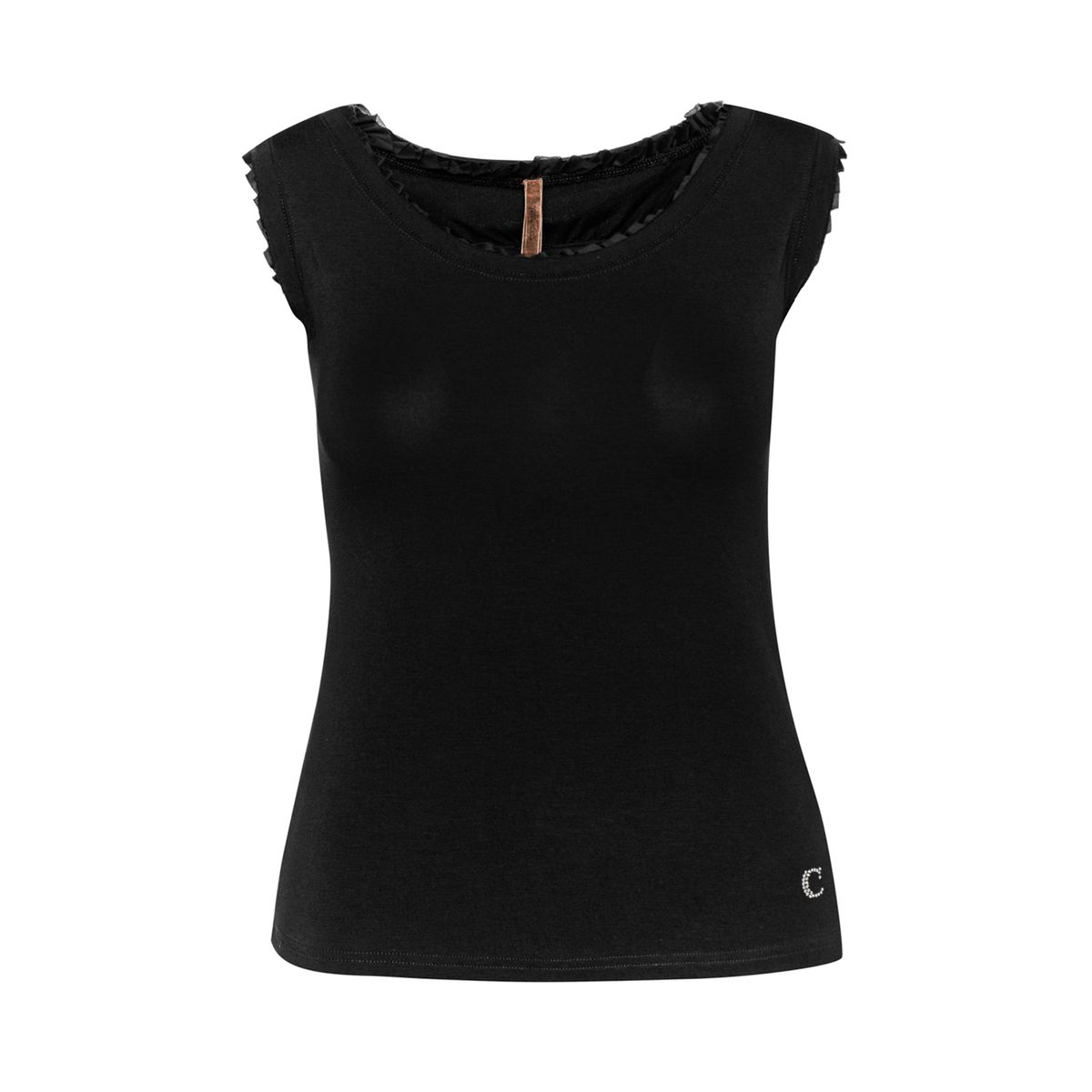 Rohe Kante Detail Conquista Fashion Top in Schwarz