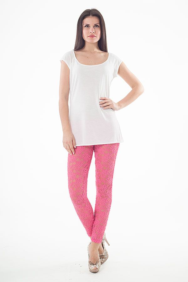 Spitzen-Leggings in Fuchsia
