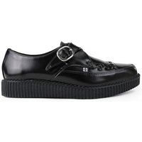 TUK Pointed Creeper Plateau-Schuhe aus schwarzem Leder mit Monk-Schnalle - A8520