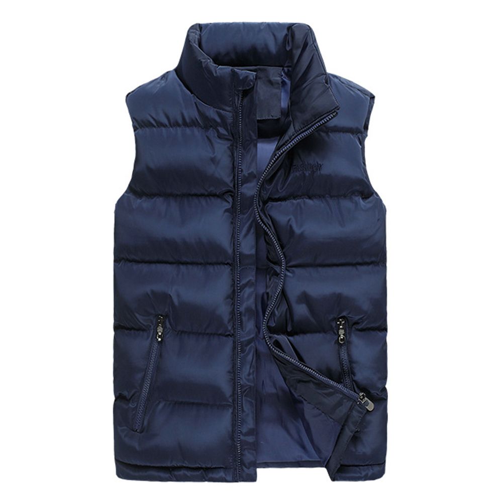 Herren Einfarbig Casual Stehkragen Gepolsterte Westen Blau