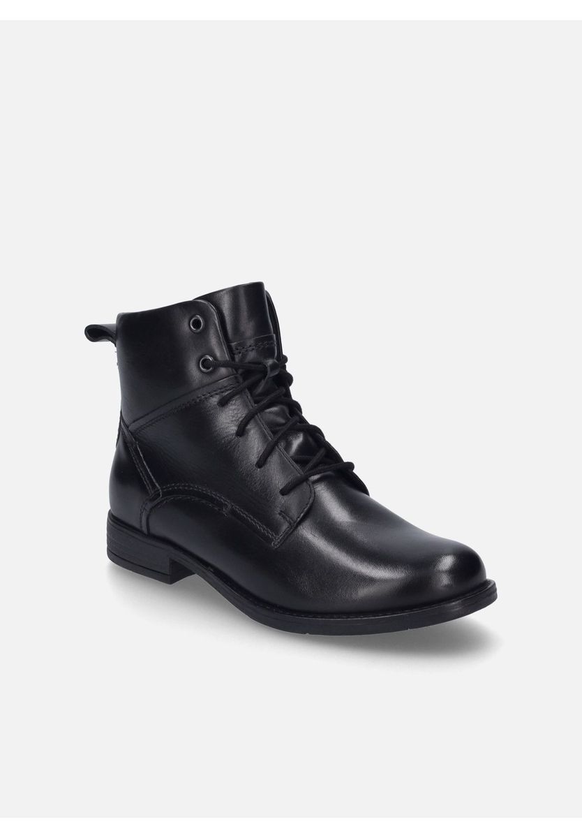 Leder Schnürstiefelette mit Reißverschluss