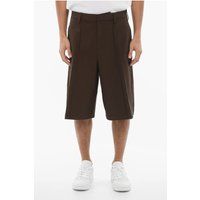 Einfarbige Straight Fit Bermudashorts in Braun